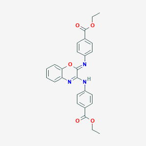 molecular formula C26H23N3O5 B307140 ethyl 4-[(2-{[4-(ethoxycarbonyl)phenyl]imino}-2H-1,4-benzoxazin-3(4H)-ylidene)amino]benzoate 