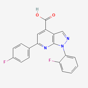 molecular formula C19H11F2N3O2 B3071426 1-(2-fluorophenyl)-6-(4-fluorophenyl)-1H-pyrazolo[3,4-b]pyridine-4-carboxylic acid CAS No. 1011396-46-5