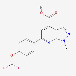 molecular formula C15H11F2N3O3 B3071429 6-[4-(difluoromethoxy)phenyl]-1-methyl-1H-pyrazolo[3,4-b]pyridine-4-carboxylic acid CAS No. 1011396-52-3