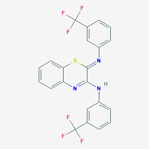molecular formula C22H13F6N3S B307144 3-(trifluoromethyl)-N-(2-{[3-(trifluoromethyl)phenyl]imino}-2H-1,4-benzothiazin-3(4H)-ylidene)aniline 