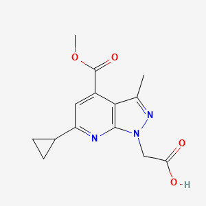 molecular formula C14H15N3O4 B3071442 [6-cyclopropyl-4-(methoxycarbonyl)-3-methyl-1H-pyrazolo[3,4-b]pyridin-1-yl]acetic acid CAS No. 1011396-63-6
