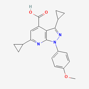 molecular formula C20H19N3O3 B3071449 3,6-dicyclopropyl-1-(4-methoxyphenyl)-1H-pyrazolo[3,4-b]pyridine-4-carboxylic acid CAS No. 1011396-75-0