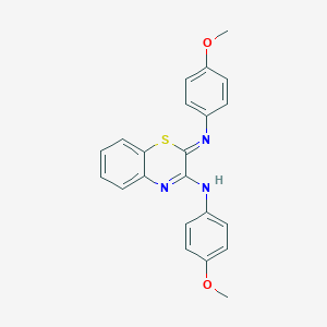 molecular formula C22H19N3O2S B307145 4-methoxy-N-(2-[(4-methoxyphenyl)imino]-2H-1,4-benzothiazin-3(4H)-ylidene)aniline 
