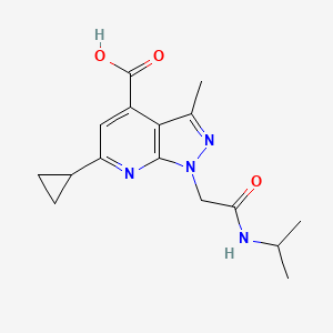 molecular formula C16H20N4O3 B3071452 6-环丙基-1-(2-(异丙氨基)-2-氧代乙基)-3-甲基-1H-吡唑并[3,4-b]吡啶-4-羧酸 CAS No. 1011396-85-2