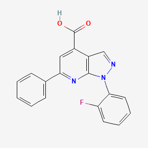molecular formula C19H12FN3O2 B3071466 1-(2-fluorophenyl)-6-phenyl-1H-pyrazolo[3,4-b]pyridine-4-carboxylic acid CAS No. 1011397-00-4
