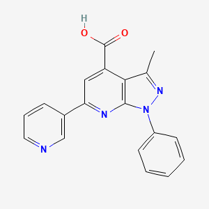 molecular formula C19H14N4O2 B3071474 3-methyl-1-phenyl-6-(pyridin-3-yl)-1H-pyrazolo[3,4-b]pyridine-4-carboxylic acid CAS No. 1011397-14-0