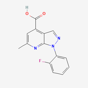molecular formula C14H10FN3O2 B3071485 1-(2-fluorophenyl)-6-methyl-1H-pyrazolo[3,4-b]pyridine-4-carboxylic acid CAS No. 1011397-25-3