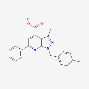 molecular formula C22H19N3O2 B3071491 3-methyl-1-(4-methylbenzyl)-6-phenyl-1H-pyrazolo[3,4-b]pyridine-4-carboxylic acid CAS No. 1011397-32-2