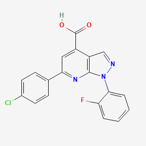 molecular formula C19H11ClFN3O2 B3071513 6-(4-chlorophenyl)-1-(2-fluorophenyl)-1H-pyrazolo[3,4-b]pyridine-4-carboxylic acid CAS No. 1011397-66-2