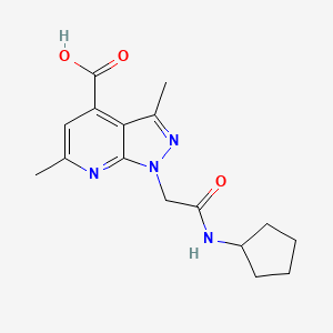 molecular formula C16H20N4O3 B3071528 1-(2-(环戊基氨基)-2-氧代乙基)-3,6-二甲基-1H-吡唑并[3,4-b]吡啶-4-羧酸 CAS No. 1011397-91-3