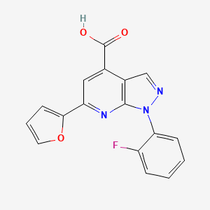 molecular formula C17H10FN3O3 B3071543 1-(2-fluorophenyl)-6-(furan-2-yl)-1H-pyrazolo[3,4-b]pyridine-4-carboxylic acid CAS No. 1011398-23-4