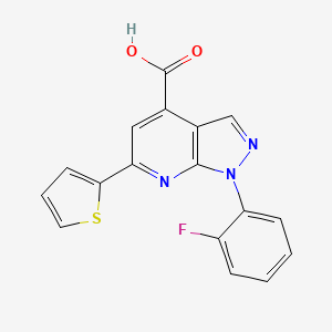 molecular formula C17H10FN3O2S B3071548 1-(2-fluorophenyl)-6-(thiophen-2-yl)-1H-pyrazolo[3,4-b]pyridine-4-carboxylic acid CAS No. 1011398-29-0