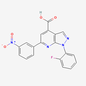 molecular formula C19H11FN4O4 B3071554 1-(2-氟苯基)-6-(3-硝基苯基)-1H-吡唑并[3,4-b]吡啶-4-羧酸 CAS No. 1011398-41-6