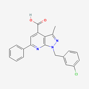 molecular formula C21H16ClN3O2 B3071558 1-(3-chlorobenzyl)-3-methyl-6-phenyl-1H-pyrazolo[3,4-b]pyridine-4-carboxylic acid CAS No. 1011398-52-9