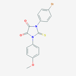 molecular formula C16H11BrN2O3S B307156 1-(4-Bromophenyl)-3-(4-methoxyphenyl)-2-thioxoimidazolidine-4,5-dione 