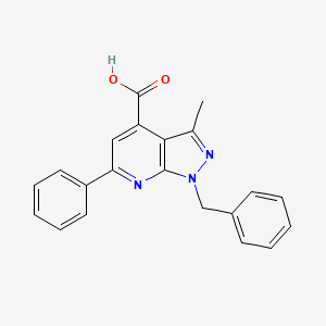 molecular formula C21H17N3O2 B3071565 1-苄基-3-甲基-6-苯基-1H-吡唑并[3,4-b]吡啶-4-羧酸 CAS No. 1011398-57-4