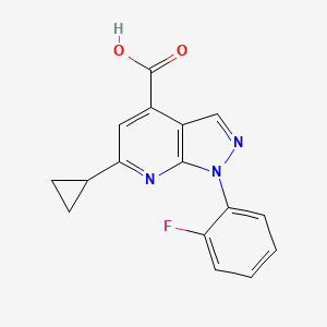 molecular formula C16H12FN3O2 B3071576 6-cyclopropyl-1-(2-fluorophenyl)-1H-pyrazolo[3,4-b]pyridine-4-carboxylic acid CAS No. 1011398-69-8