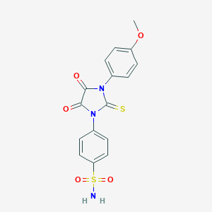 molecular formula C16H13N3O5S2 B307158 4-[3-(4-Methoxyphenyl)-4,5-dioxo-2-sulfanylideneimidazolidin-1-yl]benzenesulfonamide 
