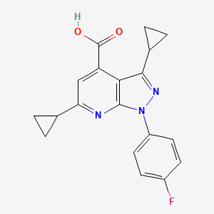 molecular formula C19H16FN3O2 B3071592 3,6-dicyclopropyl-1-(4-fluorophenyl)-1H-pyrazolo[3,4-b]pyridine-4-carboxylic acid CAS No. 1011398-81-4