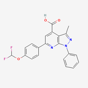molecular formula C21H15F2N3O3 B3071599 6-(4-(二氟甲氧基)苯基)-3-甲基-1-苯基-1H-吡唑并[3,4-b]吡啶-4-羧酸 CAS No. 1011398-87-0