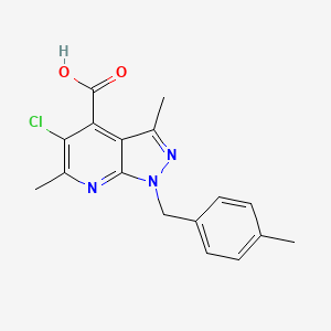 molecular formula C17H16ClN3O2 B3071602 5-氯-3,6-二甲基-1-(4-甲基苄基)-1H-吡唑并[3,4-b]吡啶-4-羧酸 CAS No. 1011399-21-5