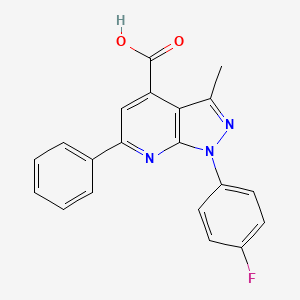 molecular formula C20H14FN3O2 B3071605 1-(4-fluorophenyl)-3-methyl-6-phenyl-1H-pyrazolo[3,4-b]pyridine-4-carboxylic acid CAS No. 1011399-41-9