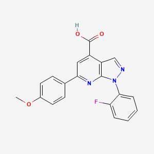 molecular formula C20H14FN3O3 B3071608 1-(2-fluorophenyl)-6-(4-methoxyphenyl)-1H-pyrazolo[3,4-b]pyridine-4-carboxylic acid CAS No. 1011399-49-7