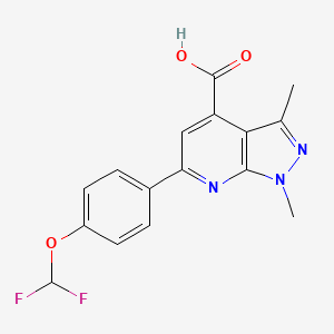 molecular formula C16H13F2N3O3 B3071616 6-(4-(Difluoromethoxy)phenyl)-1,3-dimethyl-1H-pyrazolo[3,4-b]pyridine-4-carboxylic acid CAS No. 1011399-85-1