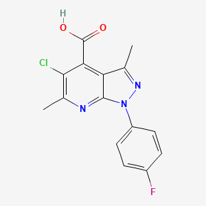 molecular formula C15H11ClFN3O2 B3071624 5-chloro-1-(4-fluorophenyl)-3,6-dimethyl-1H-pyrazolo[3,4-b]pyridine-4-carboxylic acid CAS No. 1011399-89-5