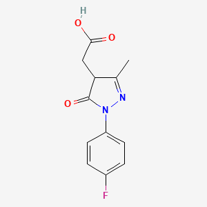 molecular formula C12H11FN2O3 B3071663 [1-(4-fluorophenyl)-3-methyl-5-oxo-4,5-dihydro-1H-pyrazol-4-yl]acetic acid CAS No. 1011416-50-4