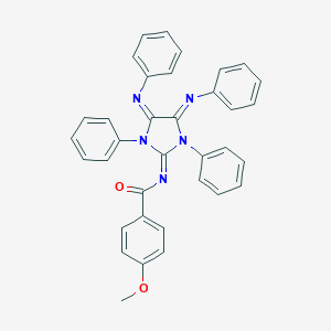 molecular formula C35H27N5O2 B307168 N-[1,3-diphenyl-4,5-bis(phenylimino)imidazolidin-2-ylidene]-4-methoxybenzamide 