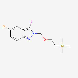 molecular formula C13H18BrIN2OSi B3071716 2H-吲唑，5-溴-3-碘-2-[[2-(三甲基甲硅烷基)乙氧基]甲基]- CAS No. 1012104-27-6