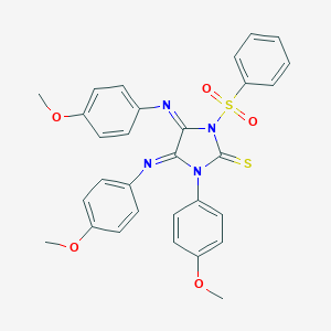 molecular formula C30H26N4O5S2 B307178 1-(4-Methoxyphenyl)-4,5-bis[(4-methoxyphenyl)imino]-3-(phenylsulfonyl)imidazolidine-2-thione 