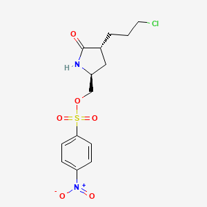 molecular formula C14H17ClN2O6S B3071783 ((2S,4R)-4-(3-chloropropyl)-5-oxopyrrolidin-2-yl)methyl 4-nitrobenzenesulfonate CAS No. 1013937-94-4