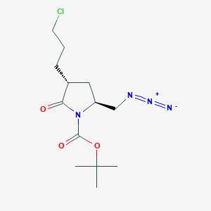 molecular formula C13H21ClN4O3 B3071788 （3R,5S）-叔丁基5-（叠氮甲基）-3-（3-氯丙基）-2-氧代吡咯烷-1-羧酸酯 CAS No. 1013937-96-6