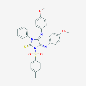molecular formula C30H26N4O4S2 B307181 4,5-Bis[(4-methoxyphenyl)imino]-1-[(4-methylphenyl)sulfonyl]-3-phenylimidazolidine-2-thione 