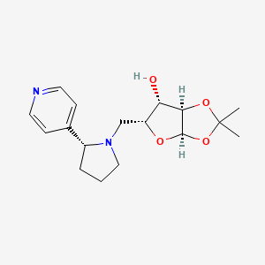molecular formula C17H24N2O4 B3071818 (3aR,5R,6S,6aR)-2,2-dimethyl-5-{[(2R)-2-(pyridin-4-yl)pyrrolidin-1-yl]methyl}-tetrahydro-2H-furo[2,3-d][1,3]dioxol-6-ol CAS No. 1014404-81-9