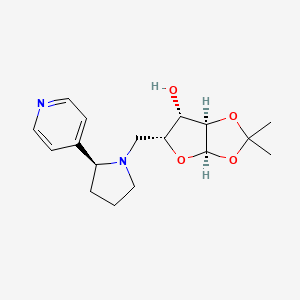 molecular formula C17H24N2O4 B3071826 (3aR,5R,6S,6aR)-2,2-dimethyl-5-{[(2S)-2-(pyridin-4-yl)pyrrolidin-1-yl]methyl}-tetrahydro-2H-furo[2,3-d][1,3]dioxol-6-ol CAS No. 1014404-82-0