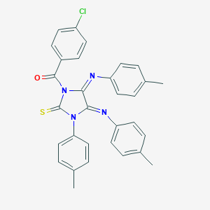 molecular formula C31H25ClN4OS B307183 1-(4-Chlorobenzoyl)-3-(4-methylphenyl)-4,5-bis[(4-methylphenyl)imino]imidazolidine-2-thione 