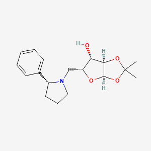 molecular formula C18H25NO4 B3071836 (3aR,5R,6S,6aR)-2,2-dimethyl-5-{[(2R)-2-phenylpyrrolidin-1-yl]methyl}-tetrahydro-2H-furo[2,3-d][1,3]dioxol-6-ol CAS No. 1014404-86-4