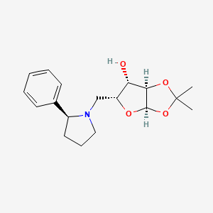 molecular formula C18H25NO4 B3071838 (3aR,5R,6S,6aR)-2,2-dimethyl-5-{[(2S)-2-phenylpyrrolidin-1-yl]methyl}-tetrahydro-2H-furo[2,3-d][1,3]dioxol-6-ol CAS No. 1014404-87-5