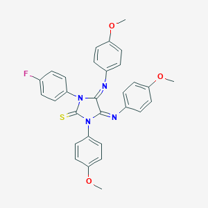 molecular formula C30H25FN4O3S B307186 1-(4-Fluorophenyl)-3-(4-methoxyphenyl)-4,5-bis[(4-methoxyphenyl)imino]imidazolidine-2-thione 
