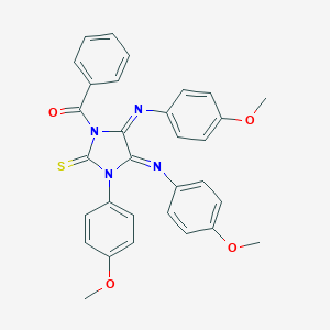 molecular formula C31H26N4O4S B307187 1-Benzoyl-3-(4-methoxyphenyl)-4,5-bis[(4-methoxyphenyl)imino]imidazolidine-2-thione 