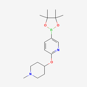 molecular formula C17H27BN2O3 B3071890 2-[(1-Methylpiperidin-4-YL)oxy]-5-(tetramethyl-1,3,2-dioxaborolan-2-YL)pyridine CAS No. 1015242-42-8