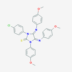 molecular formula C30H25ClN4O3S B307192 1-(4-Chlorophenyl)-3-(4-methoxyphenyl)-4,5-bis[(4-methoxyphenyl)imino]imidazolidine-2-thione 