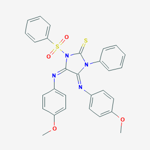 molecular formula C29H24N4O4S2 B307196 4,5-Bis[(4-methoxyphenyl)imino]-1-phenyl-3-(phenylsulfonyl)imidazolidine-2-thione 