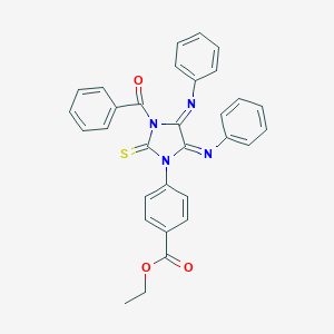 molecular formula C31H24N4O3S B307198 Ethyl 4-[3-benzoyl-4,5-bis(phenylimino)-2-thioxoimidazolidin-1-yl]benzoate 