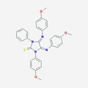 molecular formula C30H26N4O3S B307199 1-(4-Methoxyphenyl)-4,5-bis[(4-methoxyphenyl)imino]-3-phenylimidazolidine-2-thione 