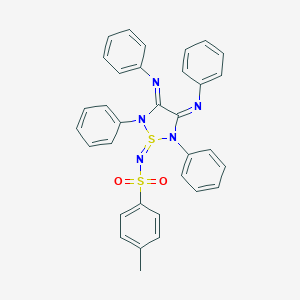 molecular formula C33H27N5O2S2 B307210 N-[2,5-diphenyl-3,4-bis(phenylimino)-1lambda~4~,2,5-thiadiazolidin-1-ylidene]-4-methylbenzenesulfonamide 