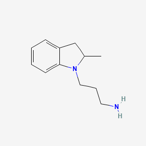 molecular formula C12H18N2 B3072105 3-(2-methyl-2,3-dihydro-1H-indol-1-yl)propan-1-amine CAS No. 1016529-13-7